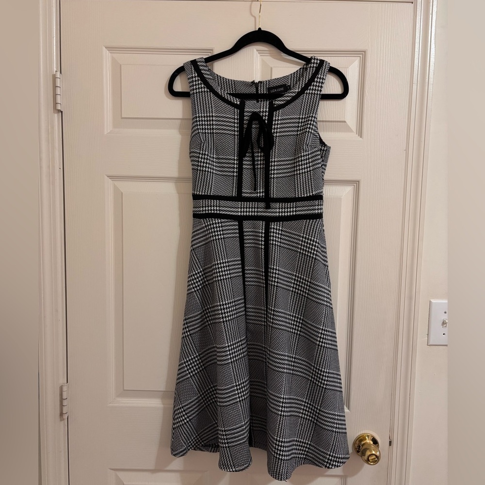 Vintage Style Black & White Plaid A-Line Dress